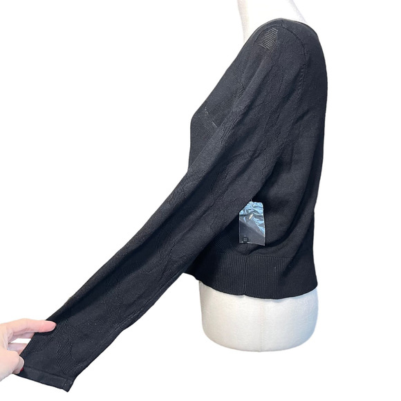 Jason Wu Jacquard‎ Cropped Knit Cardigan Sweater Classic Black Women's M Capsule - Picture 5 of 12